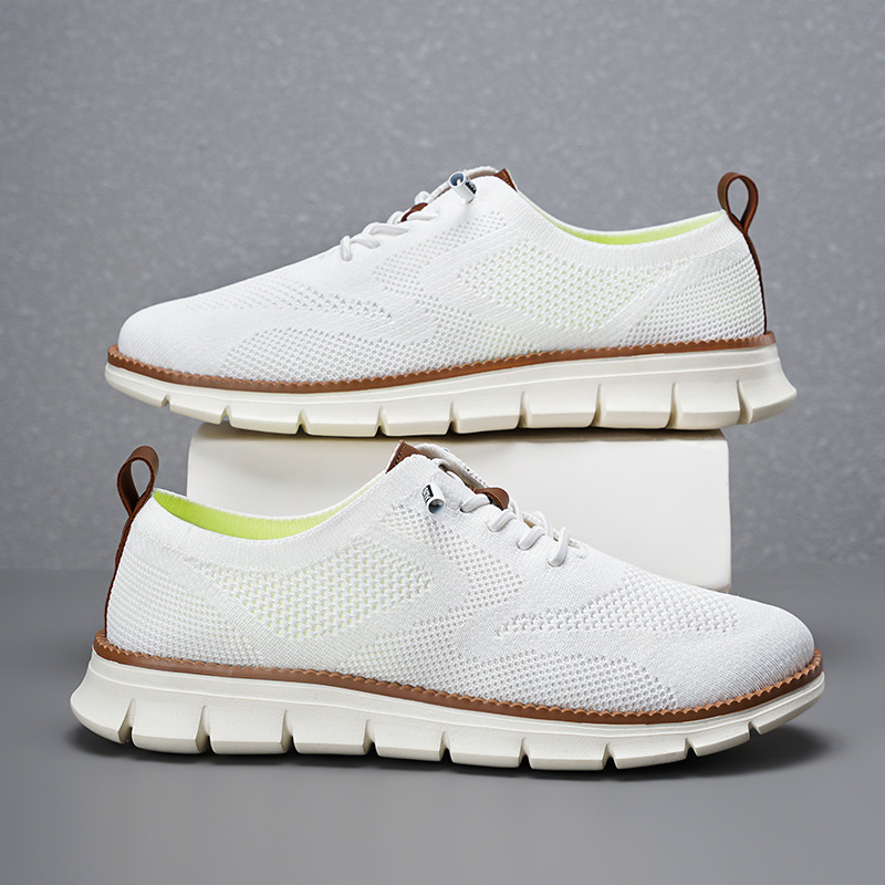 Knit Fabric Lace Up Sneakers - Nuevos Mocasines de Malla Transpirable para