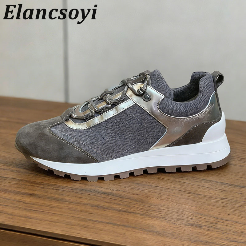 Zapatillas deportivas para muj - Knit Fabric Lace Up Sneakers reseña y precio