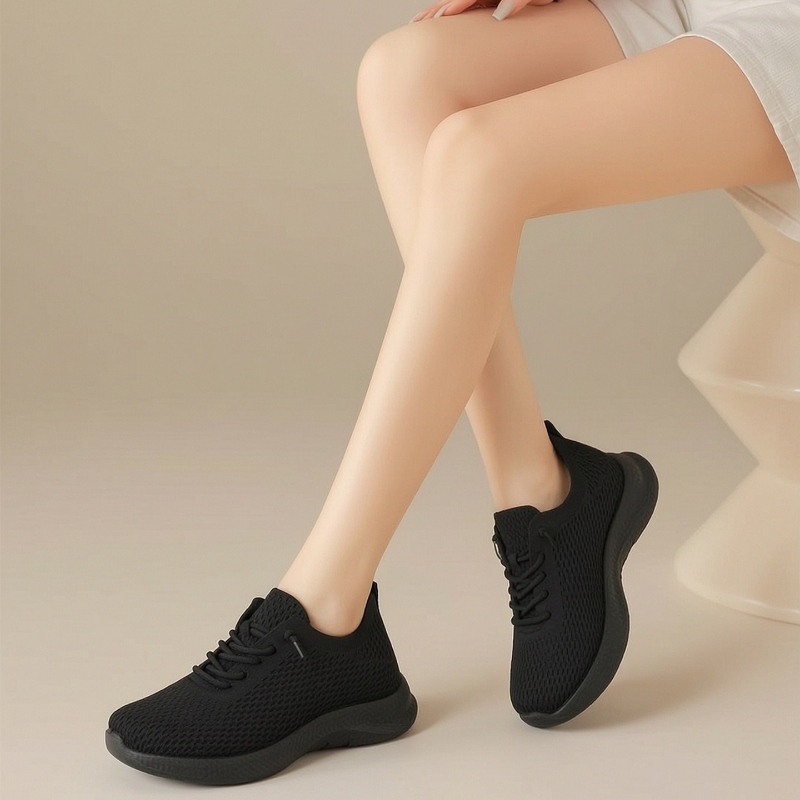 Zapatos de verano para mujer,  - Knit Fabric Lace Up Sneakers reseña y precio
