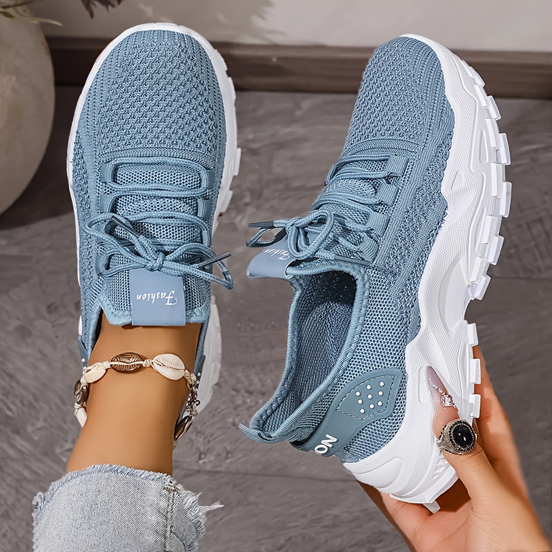 Zapatillas de deporte de punto - Knit Fabric Lace Up Sneakers reseña y precio